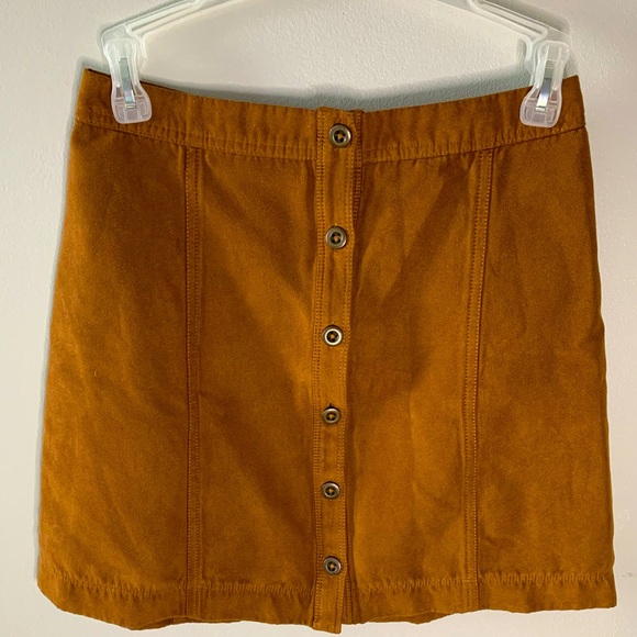 Hollister Brown Suede Button Front A-Line Skirt - Picture 1 of 3